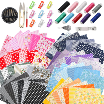 56pcs 100% Cotton Fabric Set with Sewing Tools