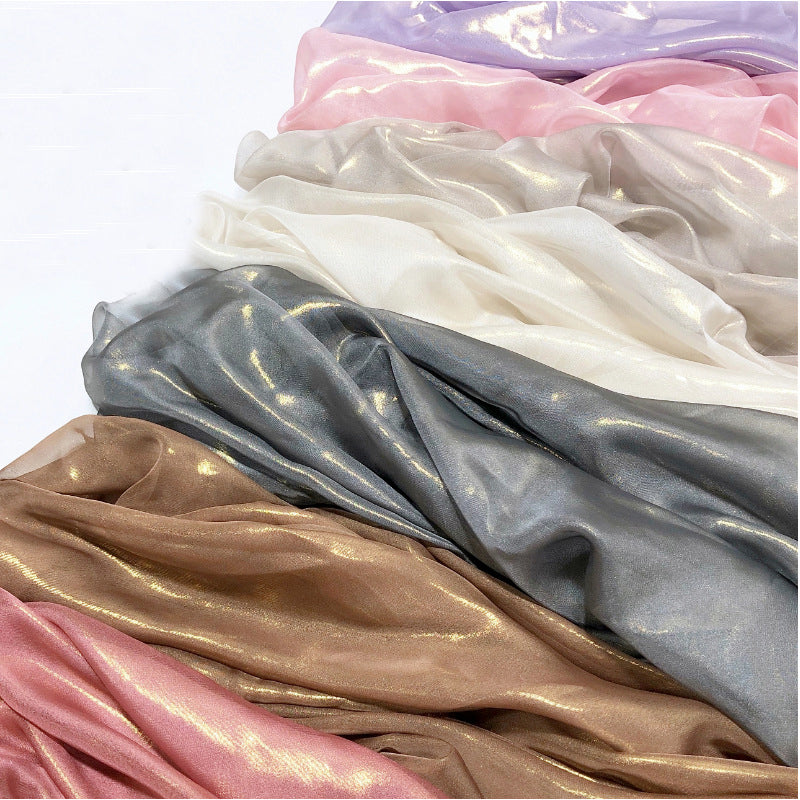 Solid Color Metallic Chiffon Fabric by Half Yard(50*150cm)