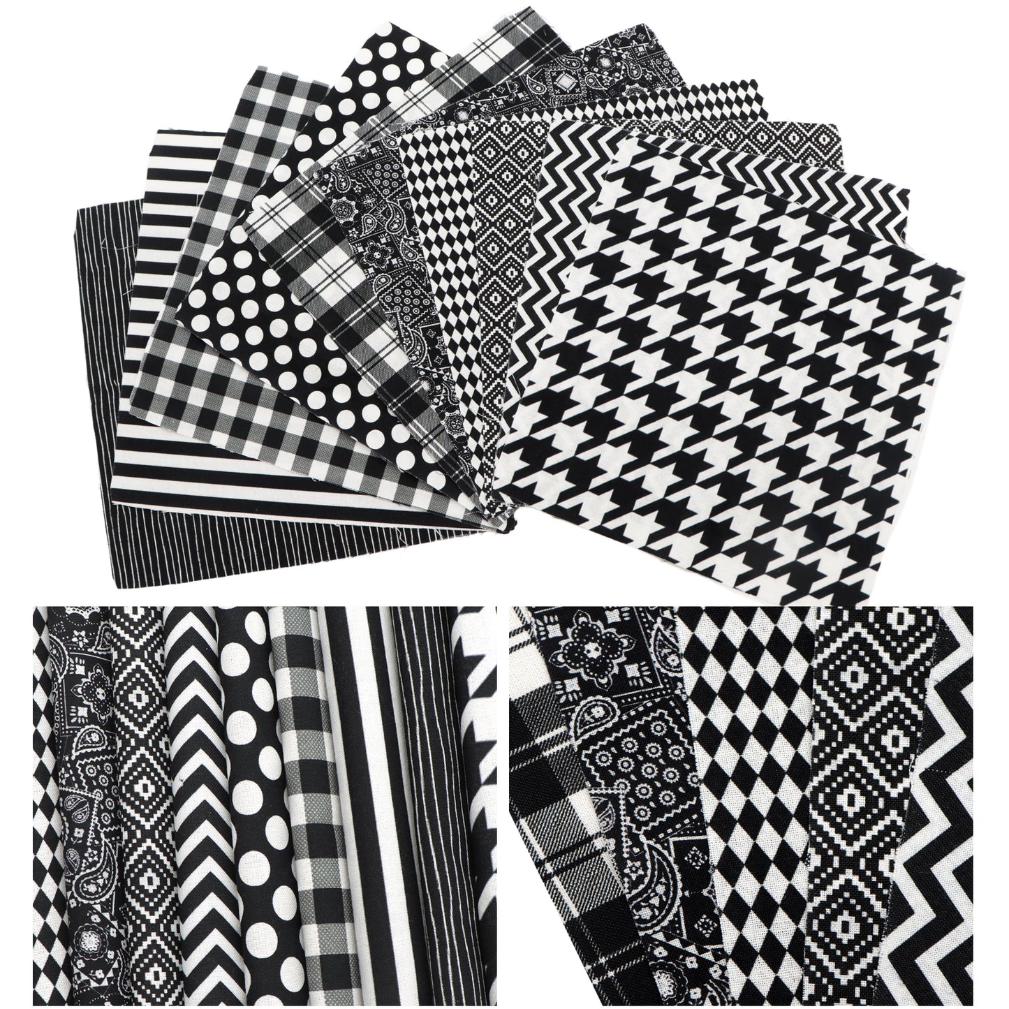 10pcs/set Geometric Pattern Cotton Fabric Set