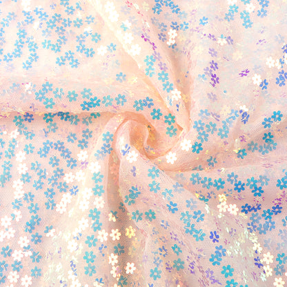 Flower Sequin Embroidered Mesh Gauze Fabric